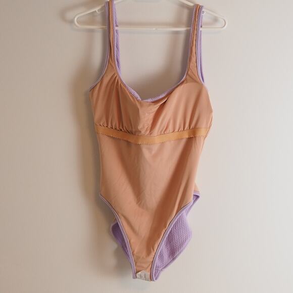 NWT J.Crew One Piece Swimsuit Size 12 Purple Textured Square Neck Low Back BC153 - Picture 10 of 13